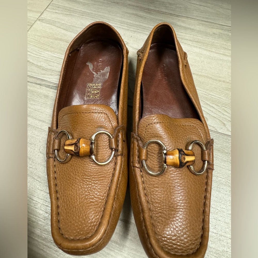 Gucci tan leather loafers